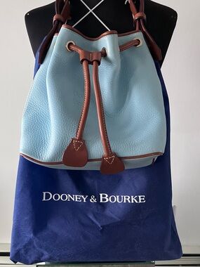 Rare Blue Dooney & Bourke Drawstring KENDALL Bucket Leather Drawstring Bag NWOT